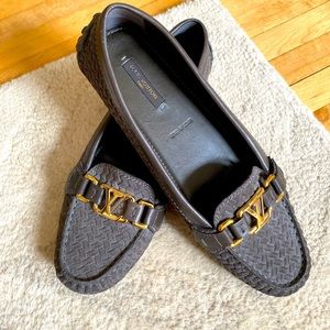 Louis Vuitton Braided Taupe Loafer Flat Moccasin